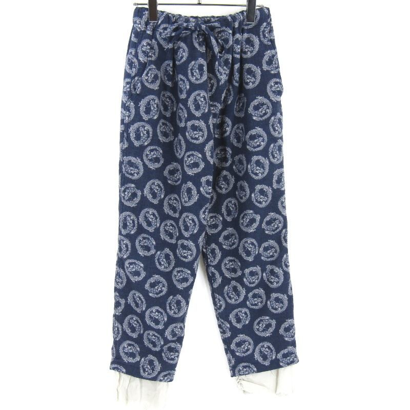 Needles ニードルズ String Work Pant DI043 総柄 ストリングワークパンツ ウール ネイビー XS 65008599