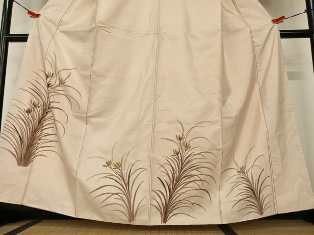 平和屋着物○訪問着 紬地 ろうけつ染め 幾何学花文 正絹 逸品 AAAY0234zg