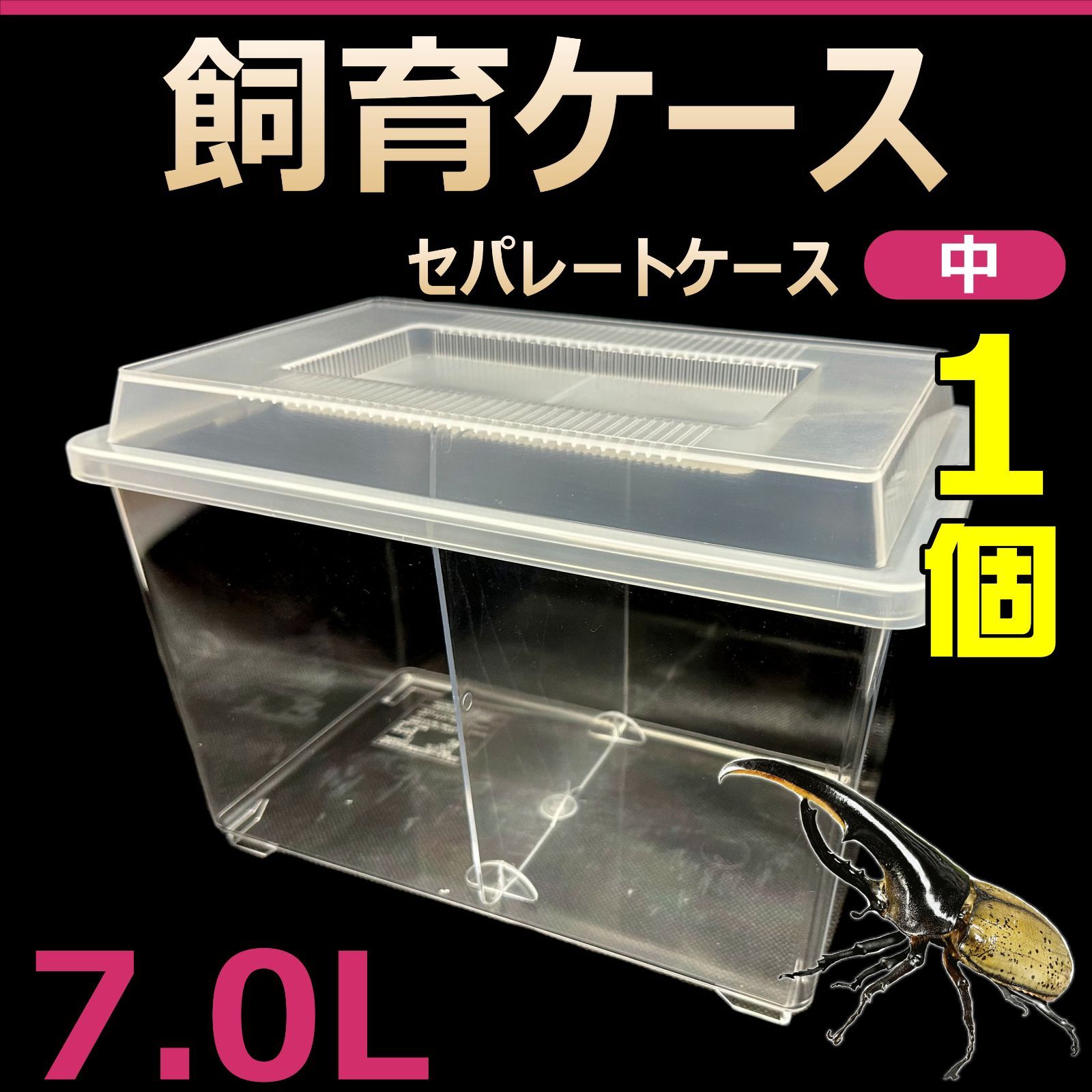 飼育ケース　セパレートケース　中　7.0L　新品　1個　カブトムシ・クワガタ 成虫飼育に最適　コバエ抑制　虫かご　昆虫　飼育容器
