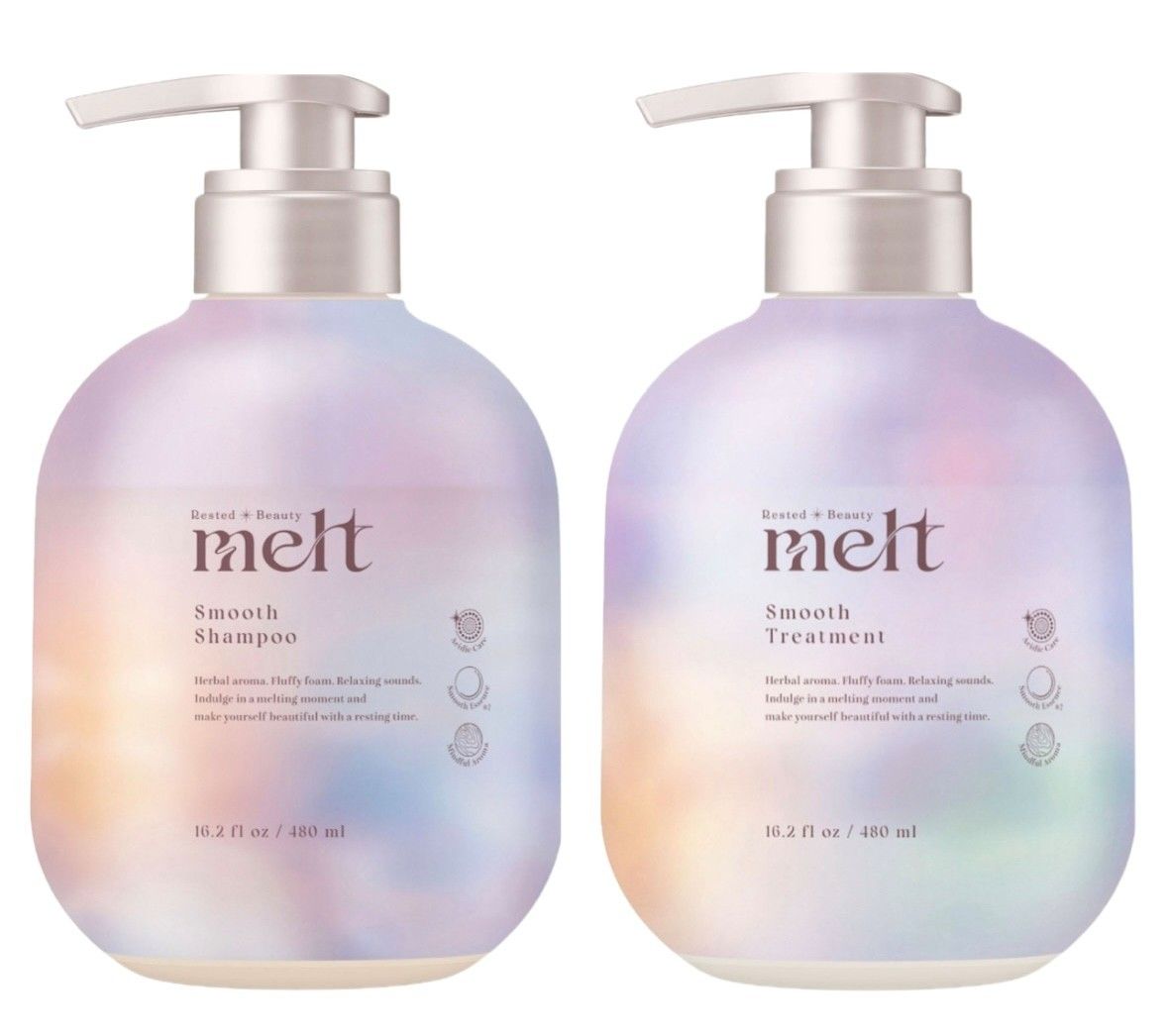 高品質，新品 【まとめ買い】melt　メルト　スムース　シャンプーボトル(480ml)×１＋トリートメントボトル(480g)×１　セット　ピオニー＆フィグの香り　神奈川倉庫 香水(男性用)