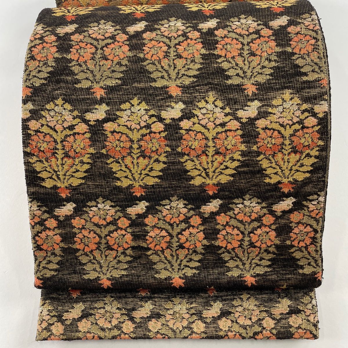 訳あり商品 草花 秀品 美品 袋帯 金糸 メルカリ - 【中古】 正絹 六通 焦茶色 着物・浴衣