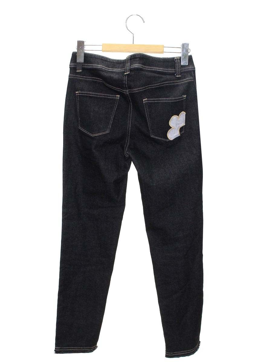 エムズグレイシー バッグポケット刺繍付きスリムデニムパンツ 316606 36 ブラック IT3HQ7UFHL4G