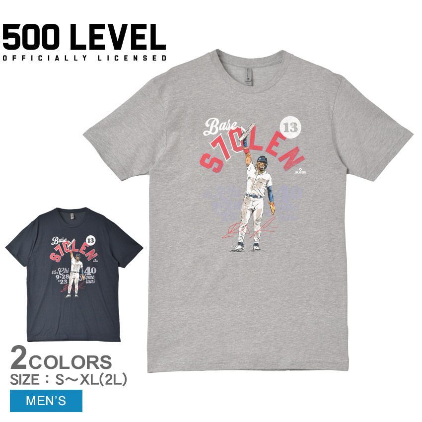 500LEVEL 半袖Tシャツ メンズ RONALD ACUNA JR. ATLANTA 40-70 CLUB WHT 500LEVEL カラー:02.トゥルーネイビー  品番：2309-0053