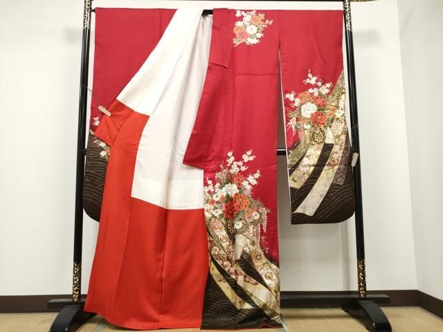 【華やか】⭐️金彩振袖⭐️縮緬⭐️雪輪重ね文様⭐️ 平和屋着物□上質な小紋 雪輪草花文 金彩 正絹 逸品 AAAX2547ph