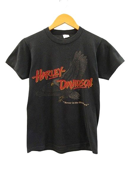 ハーレーダビッドソン HARLEY DAVIDSON 80s 両面プリント Tシャツ イーグル CENTRAL 半袖 ヴィンテージ ブラック S メンズ レディース ハーレーダビッドソン HARLEY DAVIDSON 80s 両面プリント T