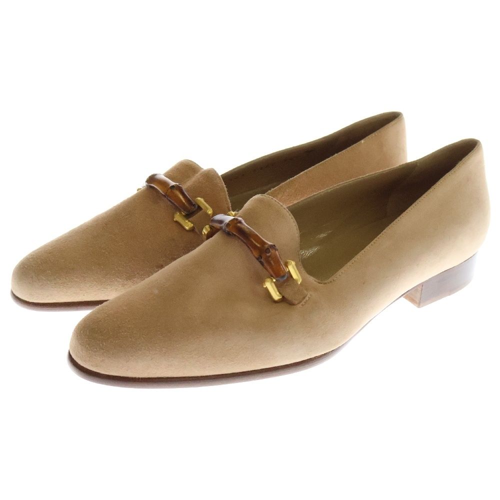 グッチ GUCCI シューズ 36 1/2 バンブー スエード×ウッド 黒×ブラウン レディース 靴 GUCCI - GUCCI グッチ バンブー スエード パンプス ヒール 表記サイズ