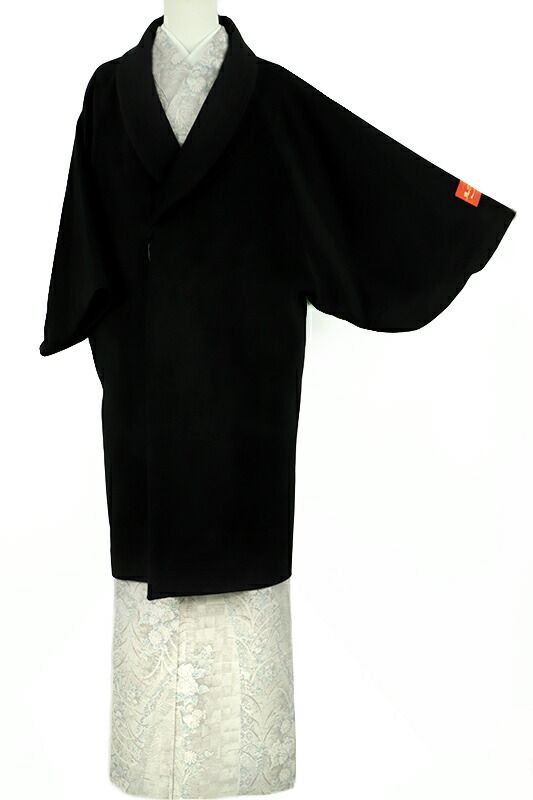 和装コート 黒地 ブラック カシミヤ カシミア100% 深喜カシミヤ ロング 