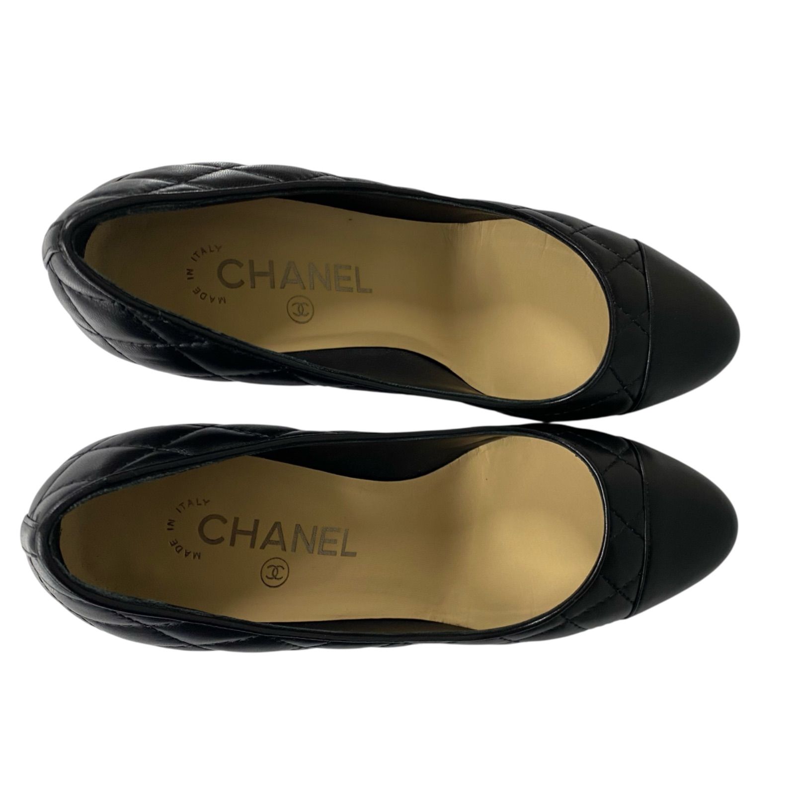 CHANEL サイズ表記「37C」23.5センチ　ブラック　パンプス ○美品 シャネル CHANEL パンプス ハイヒール マトラッセ ココ