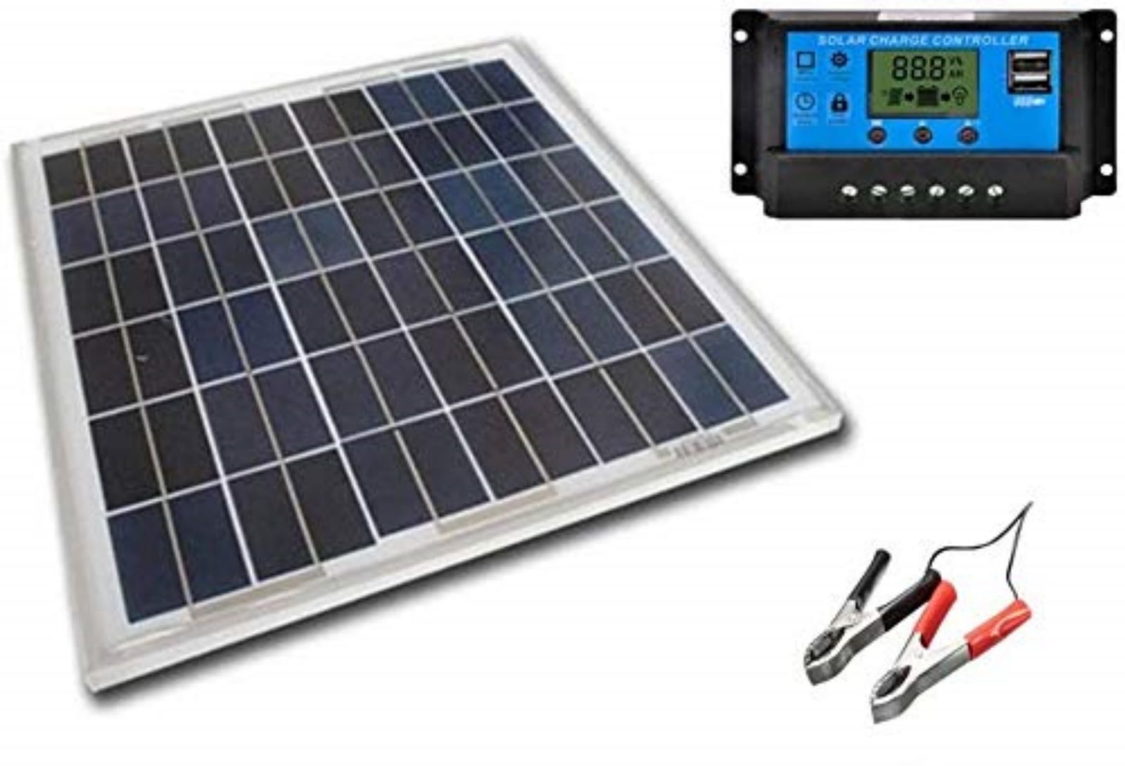 20A 12v/24v ソーラーパネル1枚 20W コントローラーつき 12ｖバッテリーへ充電用