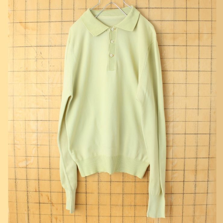 60s 70s USA Ban-Lon バンロン 長袖 ポロシャツ メンズM相当 ライト  