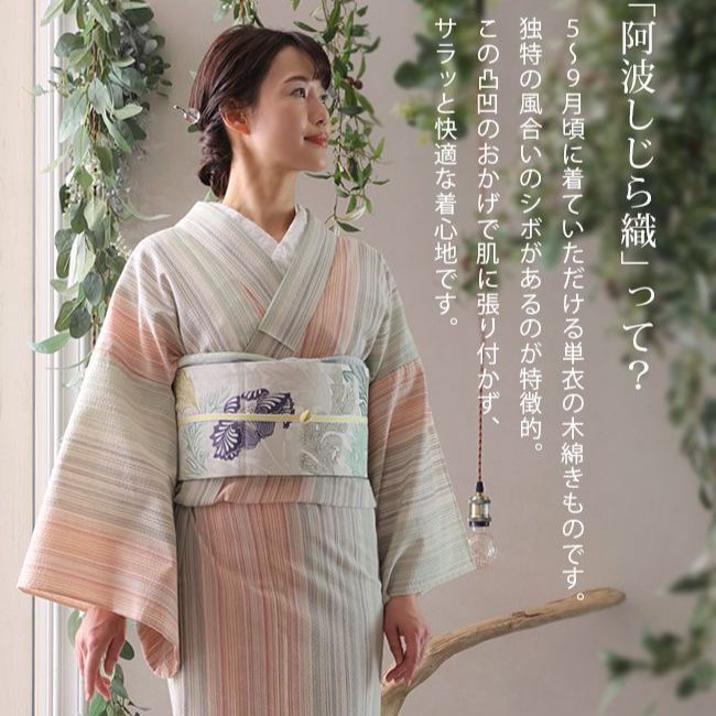 阿波しじら　木綿 着物　小紋　浴衣 阿波しじら 木綿 着物 小紋 浴衣