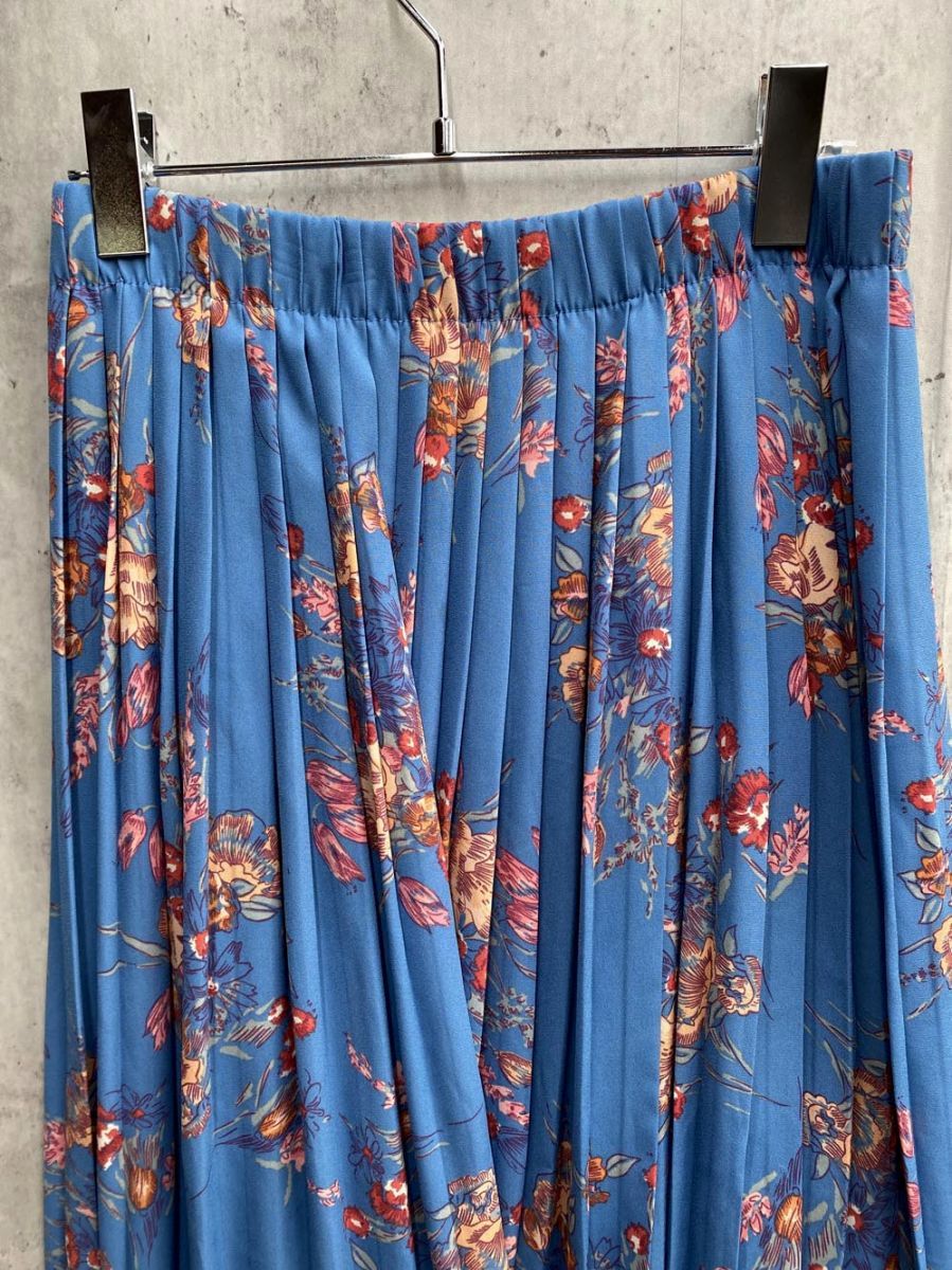 ZARA ザラ 花柄 ロング プリーツ スカート sizeS/青