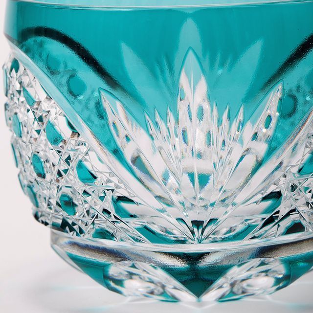江戸切子クリスタルぐい呑み エメラルドグリーン 伝統工芸 酒器 374