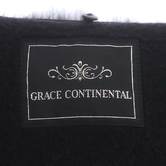 グレースコンチネンタル GRACE CONTINENTAL 刺繍ポケットコート アウター ファー付き 38 M 黒 ブラック /YQ ■OS