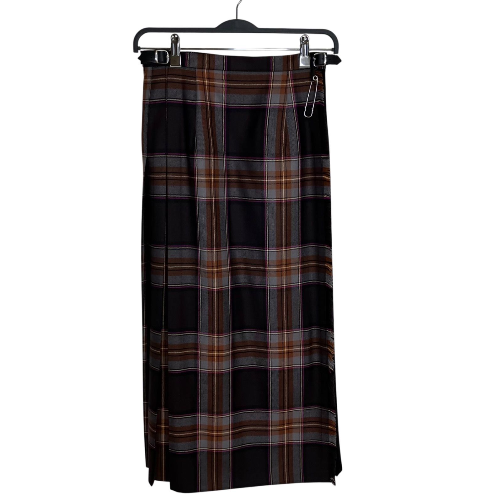 O NEIL of DUBLIN ウーステッドウール パッチワーク キルト プリーツ ロングスカート martinique別注 GB10US8 ブラウンチェック オニールオブダブリン マルティニーク コンビネーション ラップスカート 10488