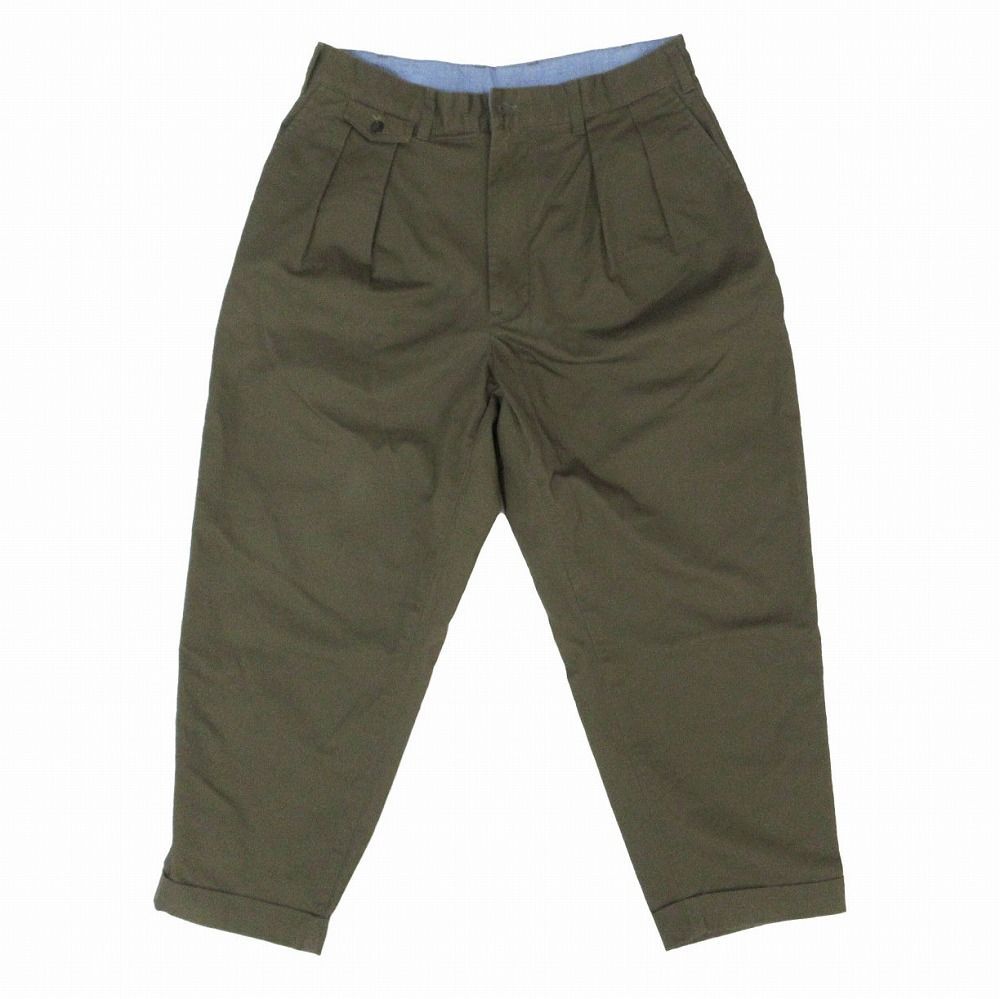 BEAMS PLUS 2 Pleats Twill ビームスプラス 2タック ツイル ワイドチノパンツ ボトムス オリーブ サイズM 38-23-0097-874 メンズ
