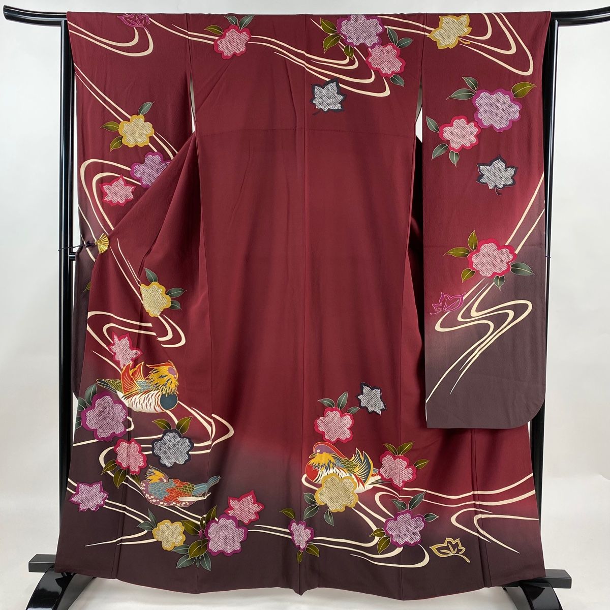 振袖 身丈161cm 裄丈68cm L 袷 翠山工房 落款あり 辻が花 ぼかし 赤