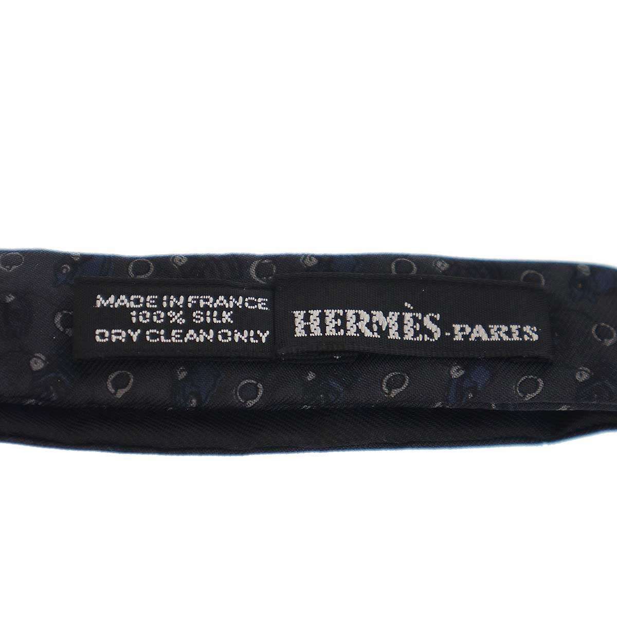 HERMES エルメス シルクボウタイ 蝶ネクタイ チャコールグレー