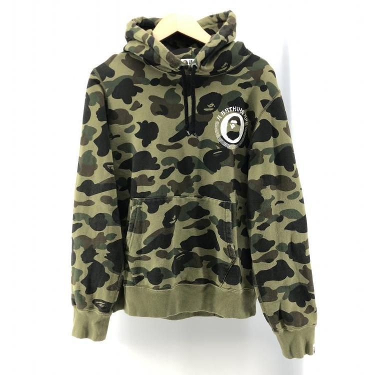 【】A BATHING APE 1ST CAMO KANJI PULLOVER HOODIE カーキ sizeM △フェード、毛羽立ち アベイシングエイプ[24]