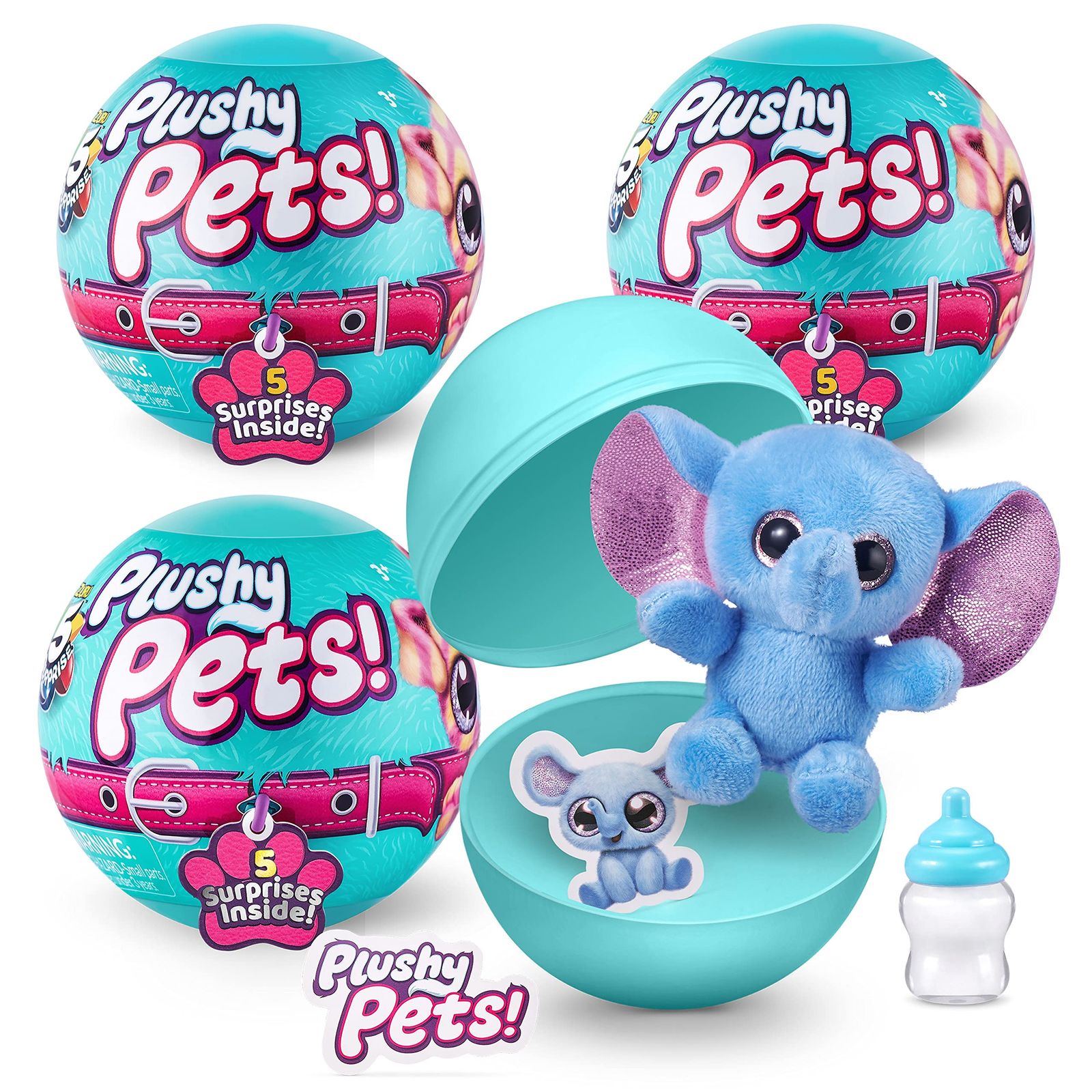 Plushy Pets Series 1 by ZURU (3 Pack) Cute Stuffed Animal Miniature Toys， Amazon Exclusive， Mystery Collectible Plushies for Kids
