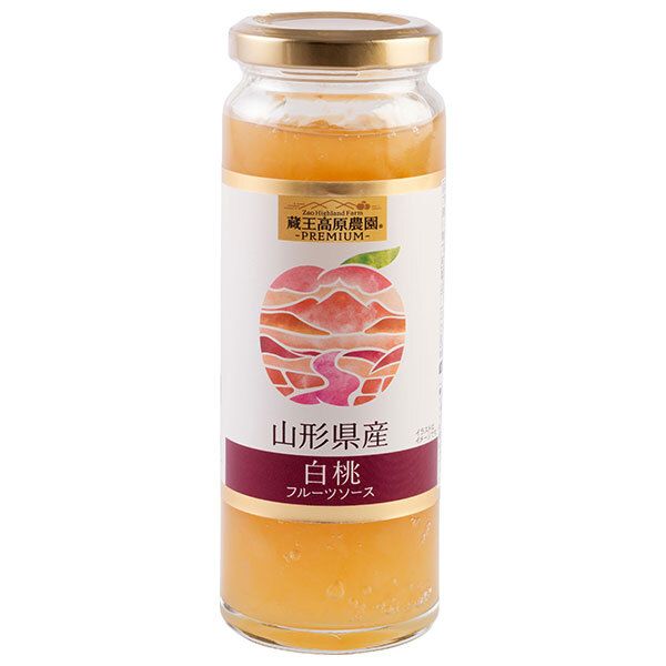 和歌山産業 蔵王高原農園PREMIUM 山形県産 白桃フルーツソース 215g×12本入｜ 調味料 フルーツ ソース 果物 桃 ピーチ