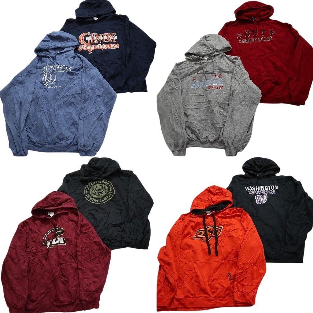 古着卸 まとめ売り カラー パーカー スウェット 8枚セット (メンズ 2XL ) 企業 英字プリント オレンジ ネイビー ブラック MW5056
