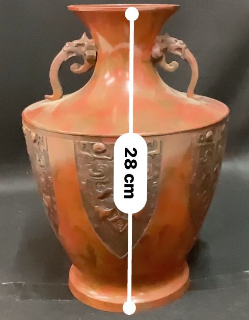 高岡銅器 龍仙 美術 花瓶 花器 双耳 華道具 鋳銅製 高さ約28.5