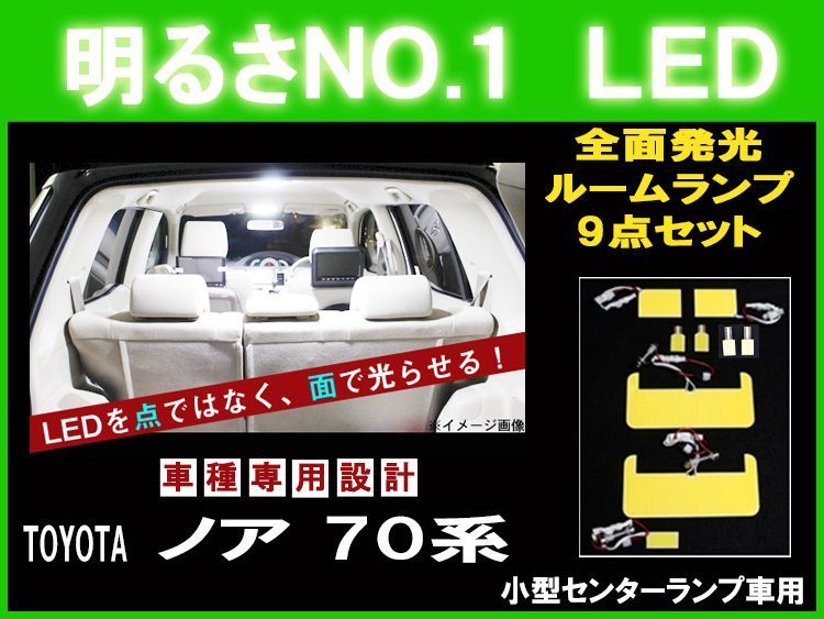 ノア/ヴォクシー 70系 小型センターランプ車用】LEDルーム球セット 9点