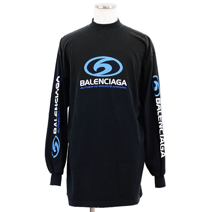 BALENCIAGA バレンシアガ セーター スウェット 製 ロゴ プリント ダメージ加工 ロングスリーブ クルーネック 長袖 丸首 トップス ユニセックス サイズ L ブラック 黒 ポルトガル製