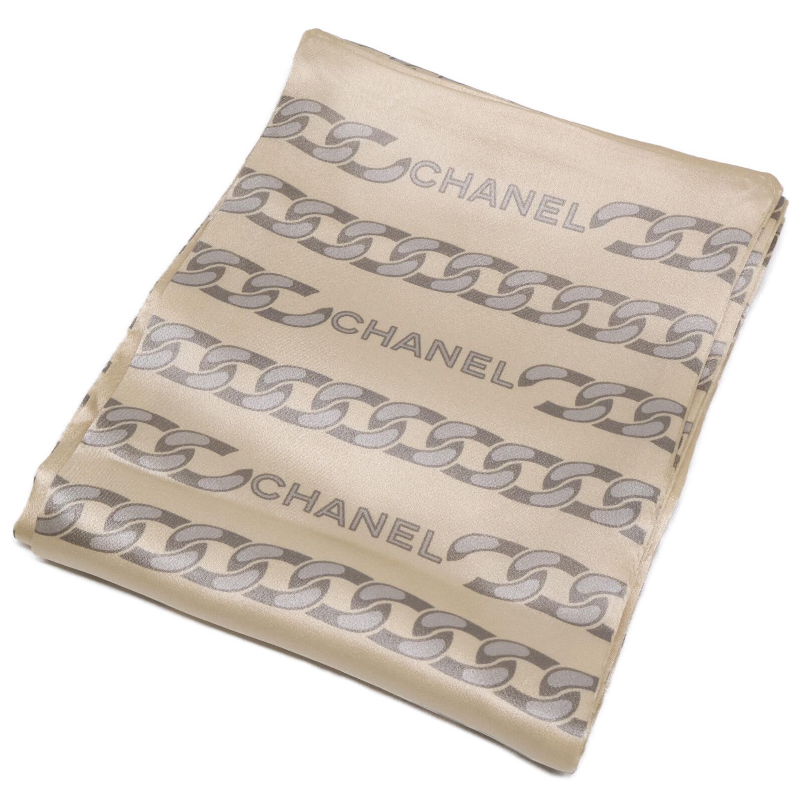 【新作25C★シルクで纏う洗練スタイル★】CHANEL CCロゴバンダナ CHANEL シャネル 【美品】ロゴxチェーン シルク100％ - メルカリ