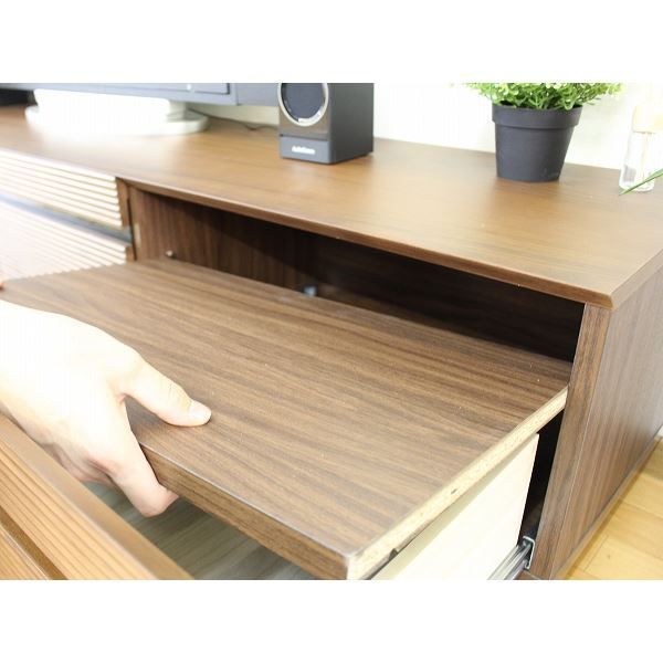 TVボード（ウォルナット） 幅約210cm [完成品］【代引不可】