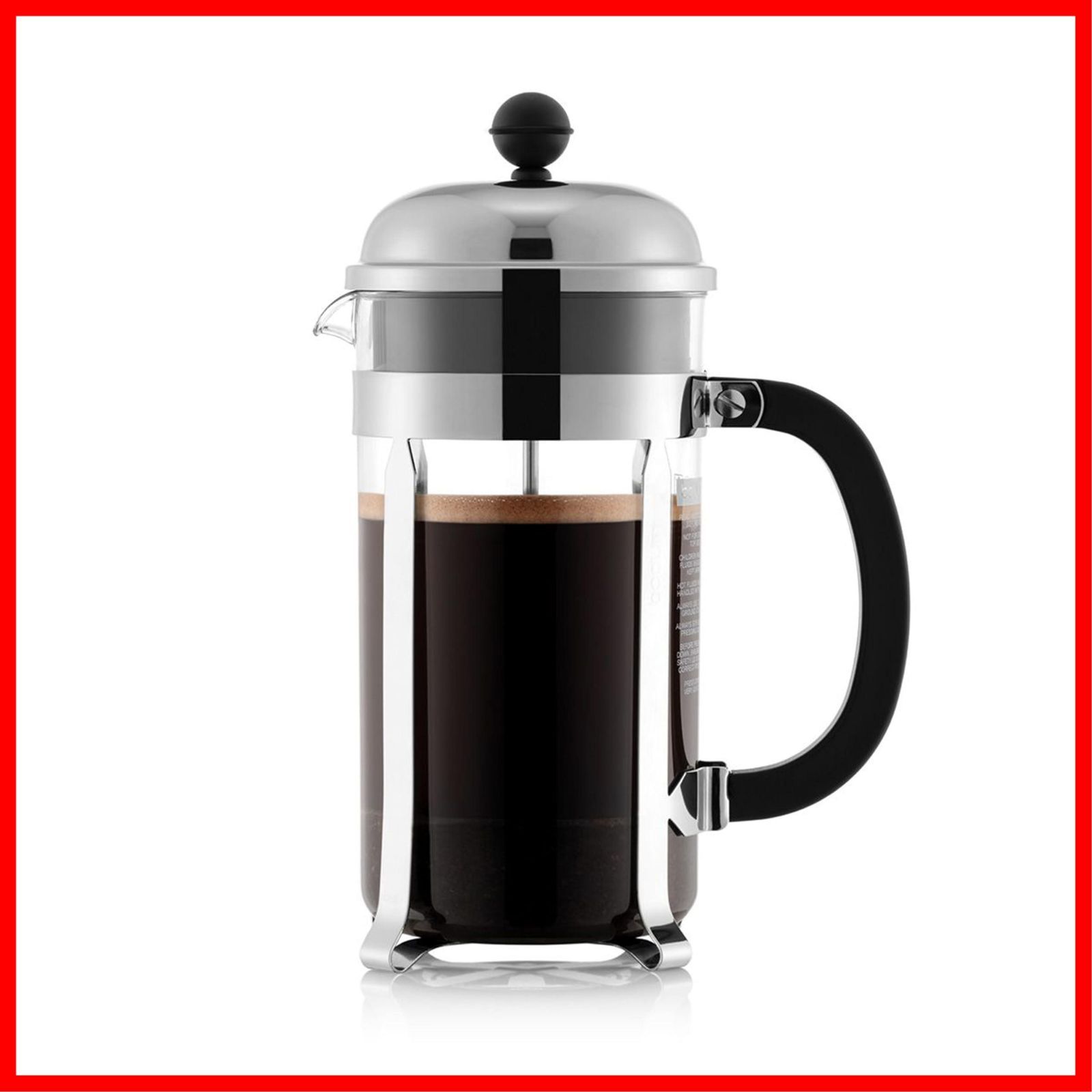 【特価セール】コーヒープレス CHAMBORD シャンボール コーヒーメーカー フレンチプレス コーヒーメーカー 1000ml ボダム シルバー ステンレスフィルター ガラスビーカー 浸漬式 BODUM コーヒー 