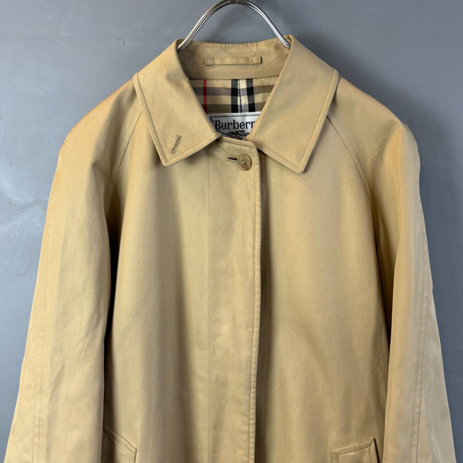 old vintage Burberrys' soutien collar coat オールド バーバリー ステンカラーコート スプリングコート ベージュ 内側ノバチェック柄 レディース 85-95-160 11AB3