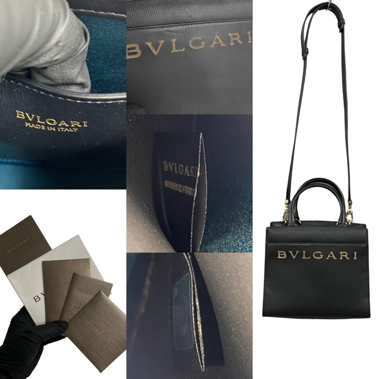Bvlgari■ブルガリ ロゴ レザー スモールバック 2WAY ブラック ほぼ未使用 袋付 BVLGARI ブルガリ ブルガリ ロゴ レザー 本革