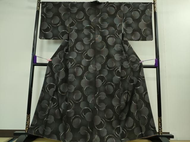 平和屋着物 上 本場大島紬 9マルキ 輪重ね 黒地 ♥ DZAA9983kh5