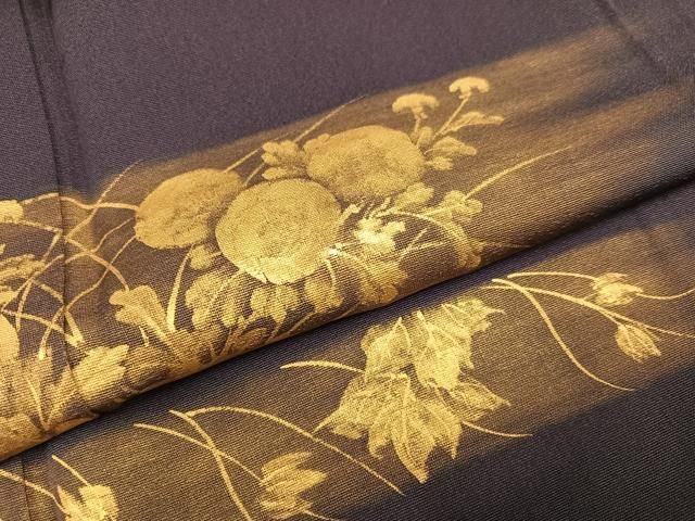 平和屋着物○訪問着 手描き 草花文 金彩 正絹 逸品 未使用 AABB1486ph 平和