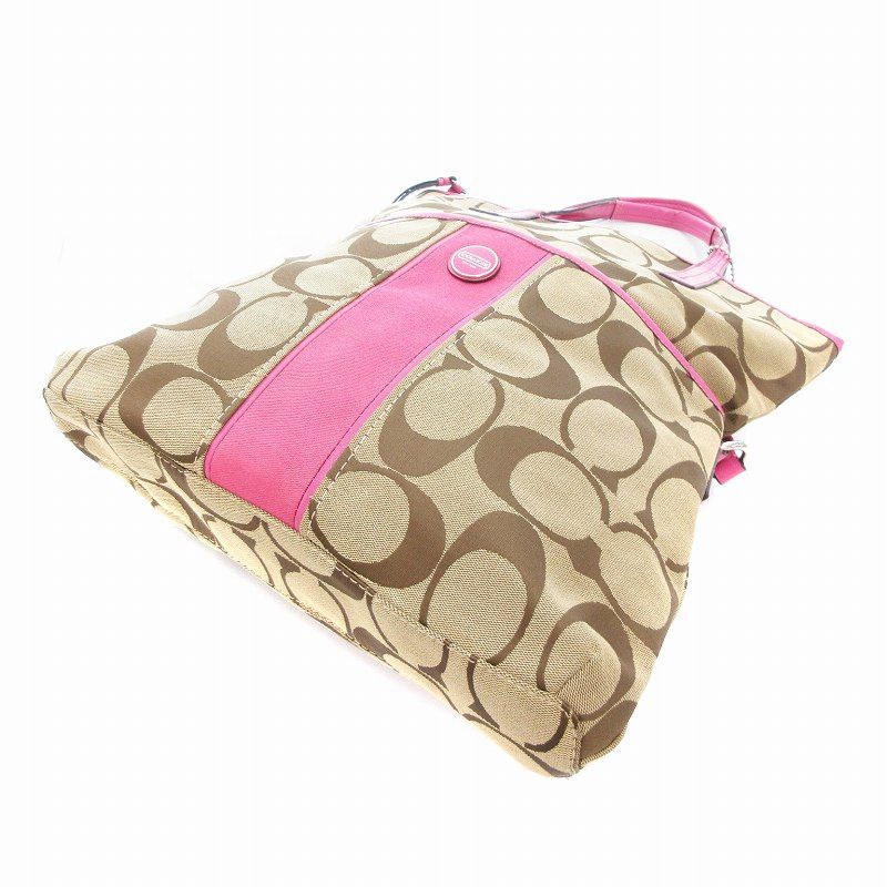 【T】coach コーチ 2wayショルダーバッグ シグネチャー ベージュピンク ネット限定】COACH コーチ シグネチャー 2WAYショルダーバッグ