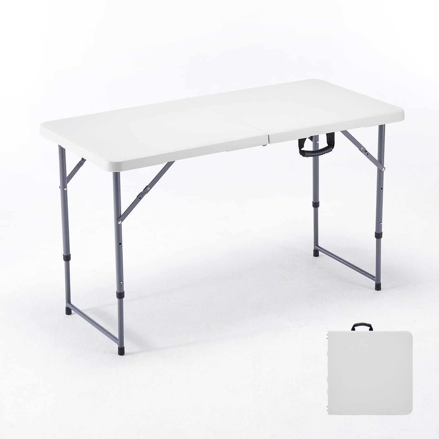 商品 BOOSDEN 折りたたみテーブル 122x60x56.5 73cm 二段階高さ調節 アウトドア テーブル キャンプ ダイニングテーブル コンパクト 組立不要 食卓 リビングテーブル 作業テーブル 持ち運び 軽量 イベント用 室内 屋外 ホワイト