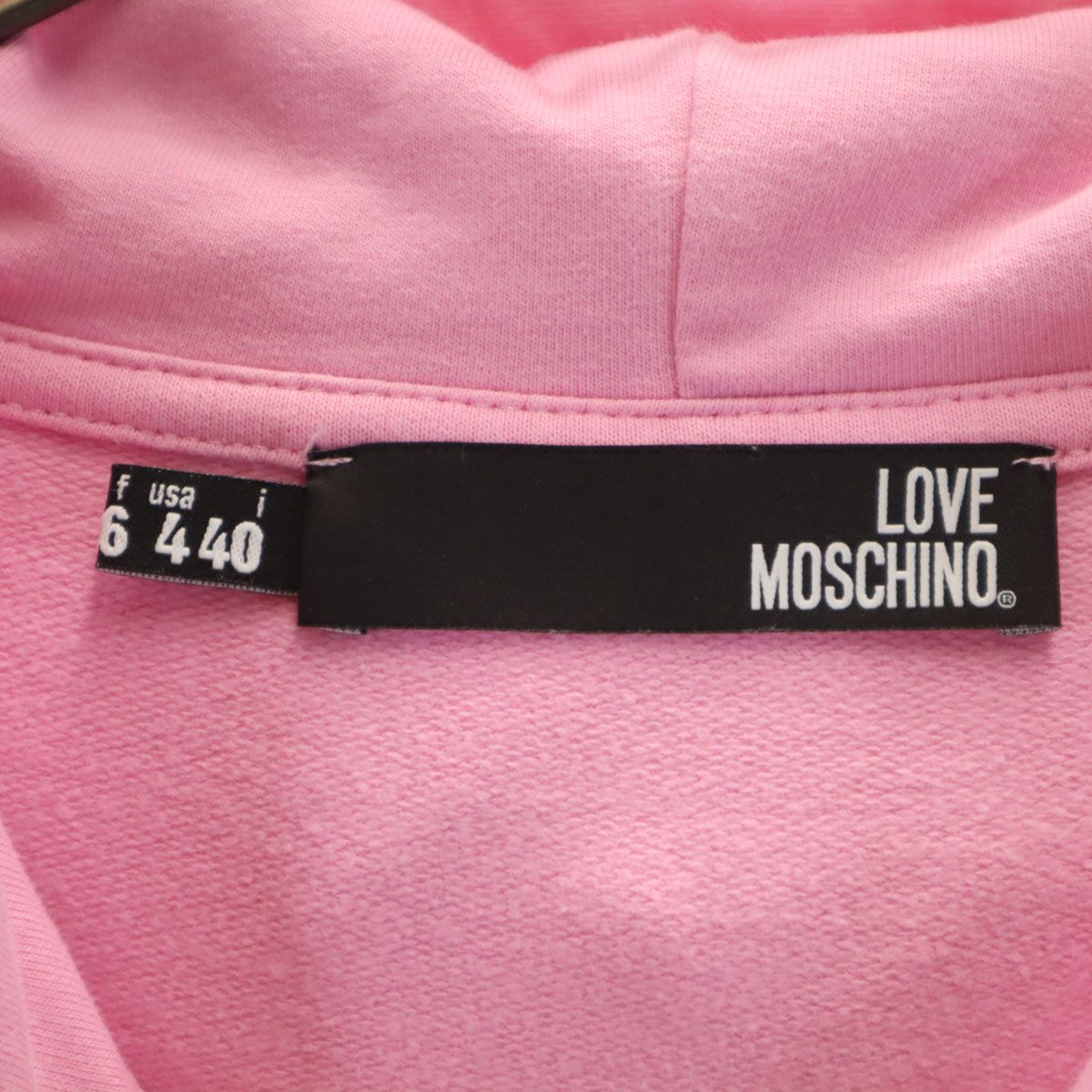 古着 LOVEMOSCHINO ラブモスキーノ ハート ラインストーン 長袖 スウェットパーカー 40 ピンク レディース LOVEMOSCHINO ラブモスキーノ ハート ラインストーン 長袖 スウェット