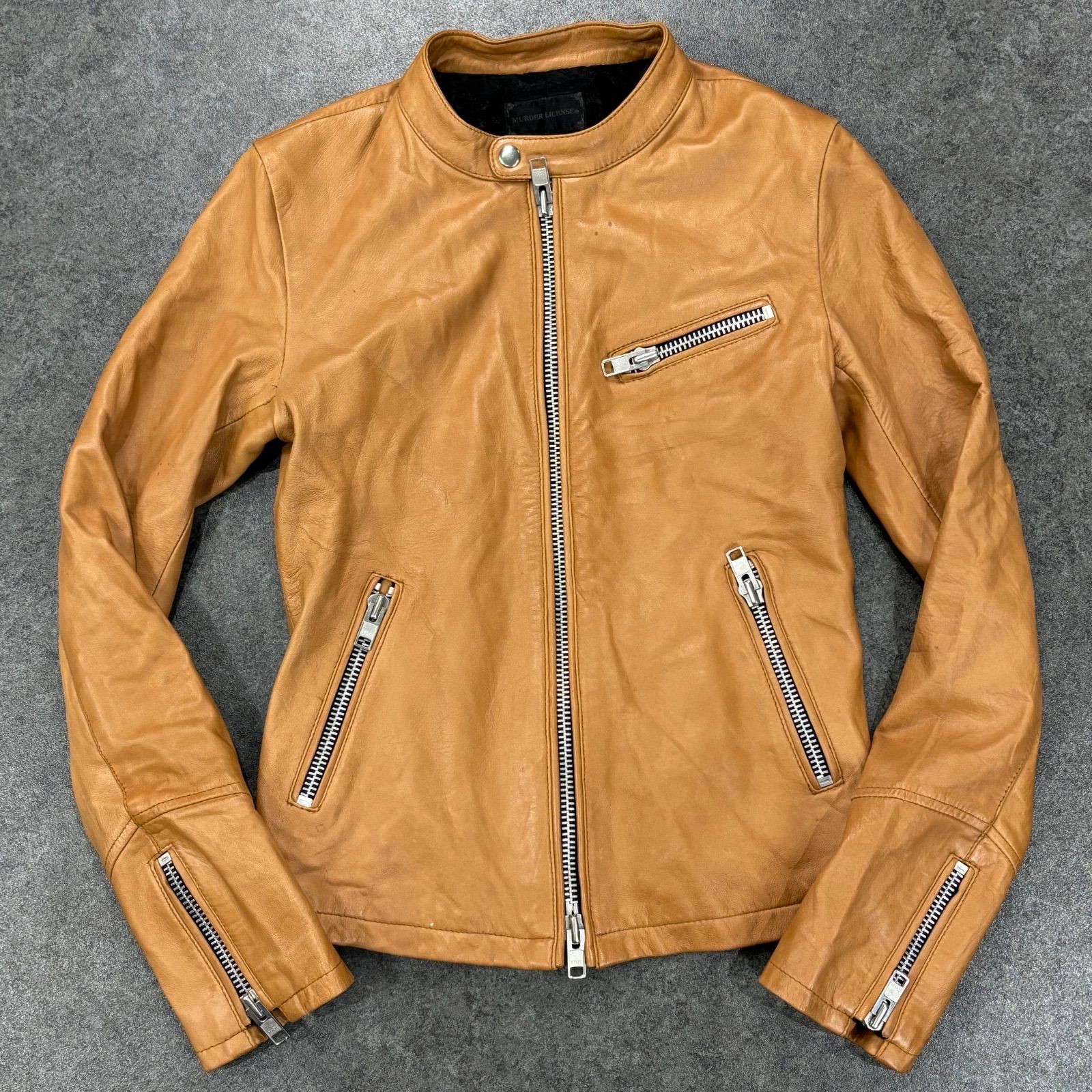 MURDER LICENSE Real Leater Single Riders Jacket Camel マーダーライセンス 本革 シングルレザージャケット リアルレザー キャメル