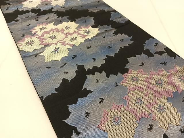 平和屋着物◎西陣 服部織物謹製 六通柄袋帯 唐織 こはく錦 草花