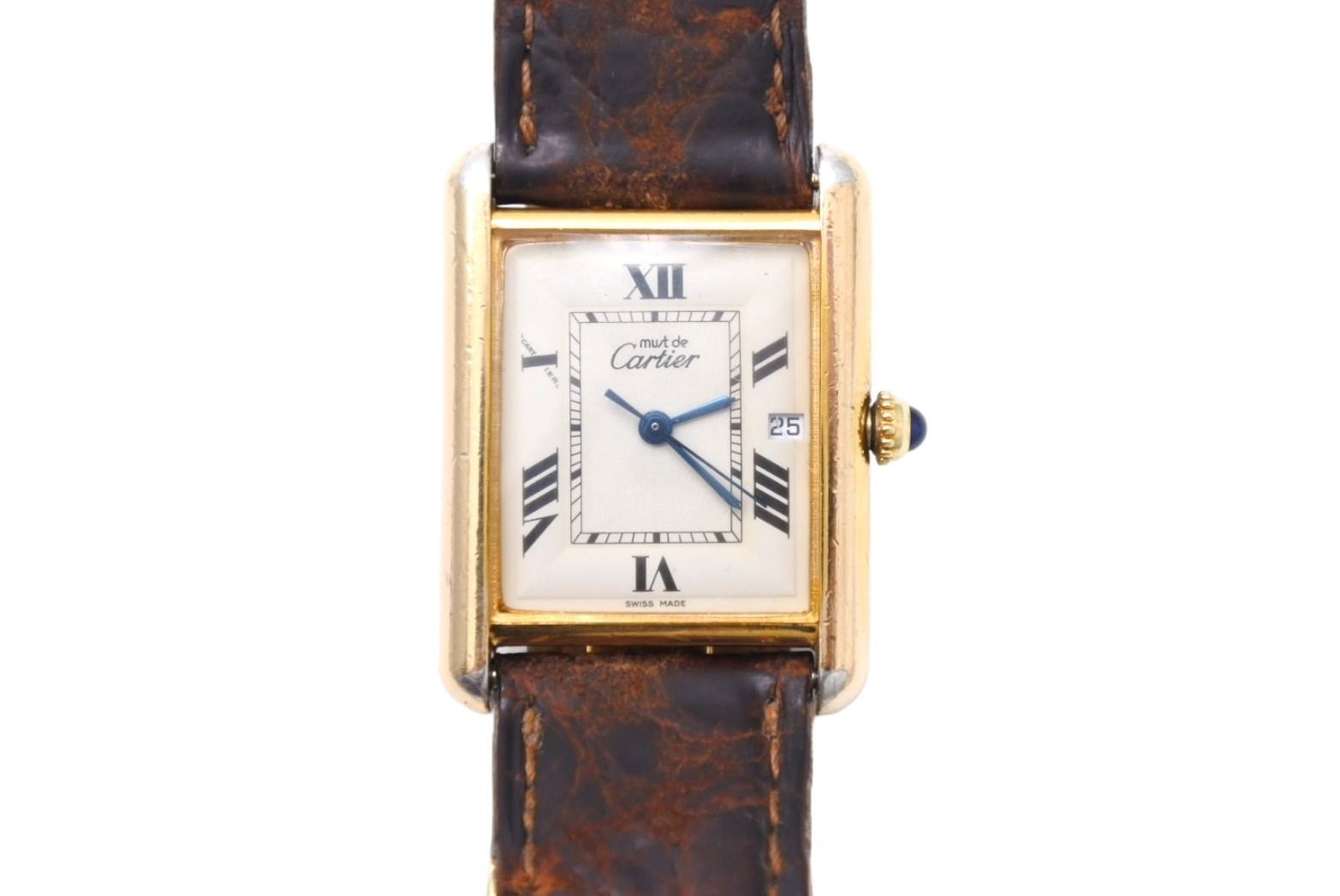 CARTIER カルティエ 時計 マストタンクLM W1013754 ヴェルメイユ レザーベルト QZ 白文字盤 4b007870