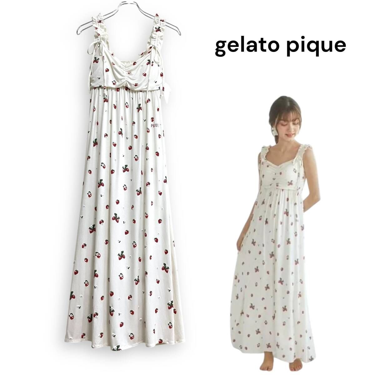 gelato pique ジェラートピケ いちご柄 カップイン キャミワンピース