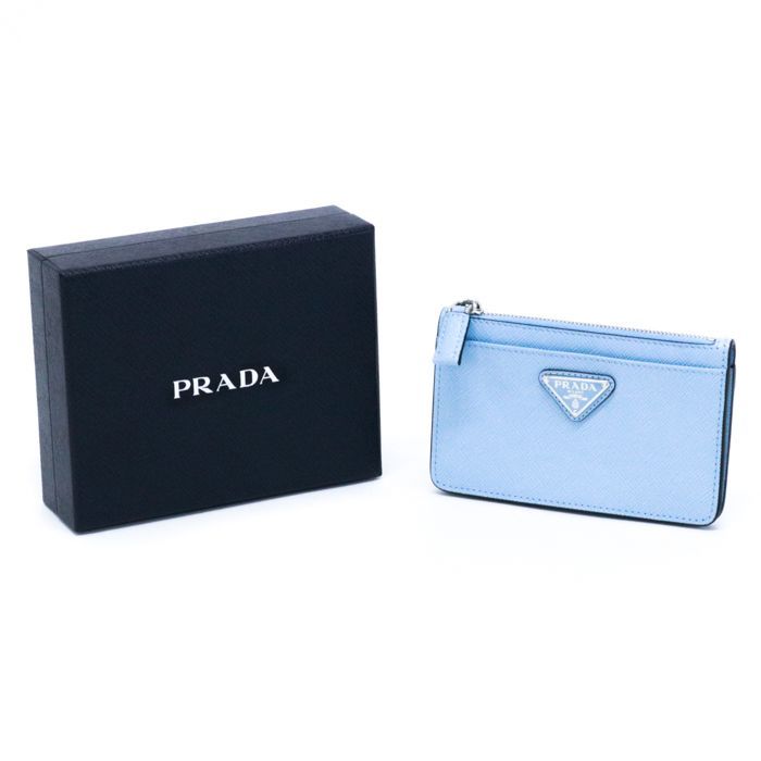 PRADA キーケース 水色 PRADA サフィアーノ キーケース トライアングル