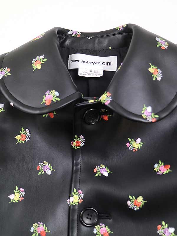 コムデギャルソンガール　花柄刺繍コート 未使用級】コムデギャルソンコムデギャルソン フラワー刺繍 千鳥