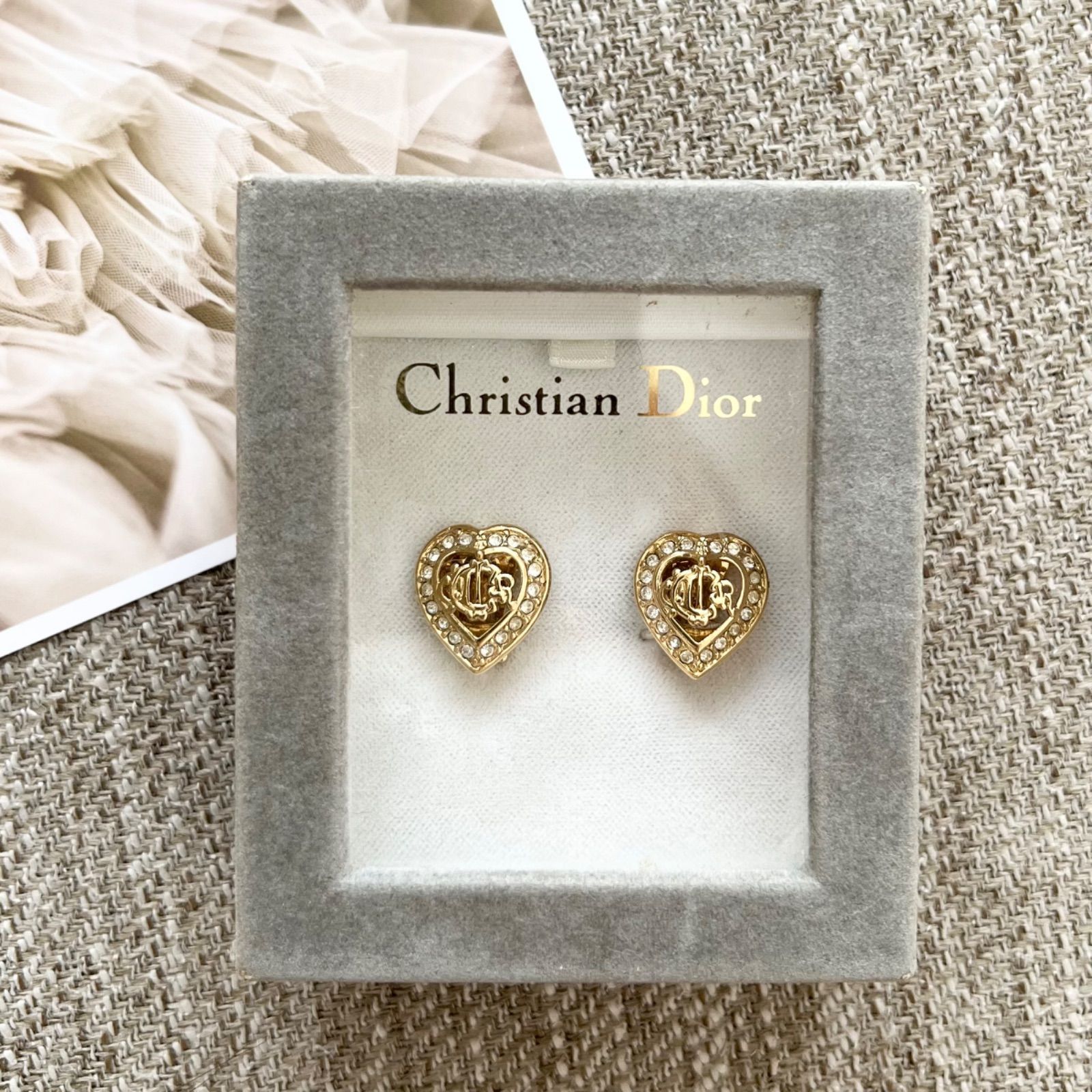 箱付き 極美品 Dior イヤリング CD 旧ロゴ ハート 刻印あり ゴールド アクセサリー ピアス Christian Dior Vintage  Earrings Heartshape - メルカリ