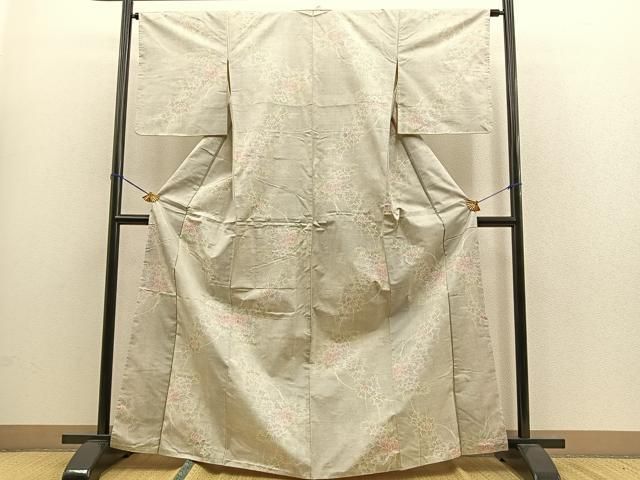 平和屋着物○本場大島紬 白大島 120亀甲 草花文 正絹 逸品 未使用