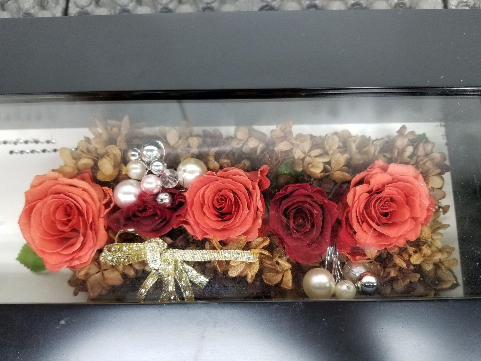 ブリザーブドフラワー 置時計 花時計 アンティーク モダン