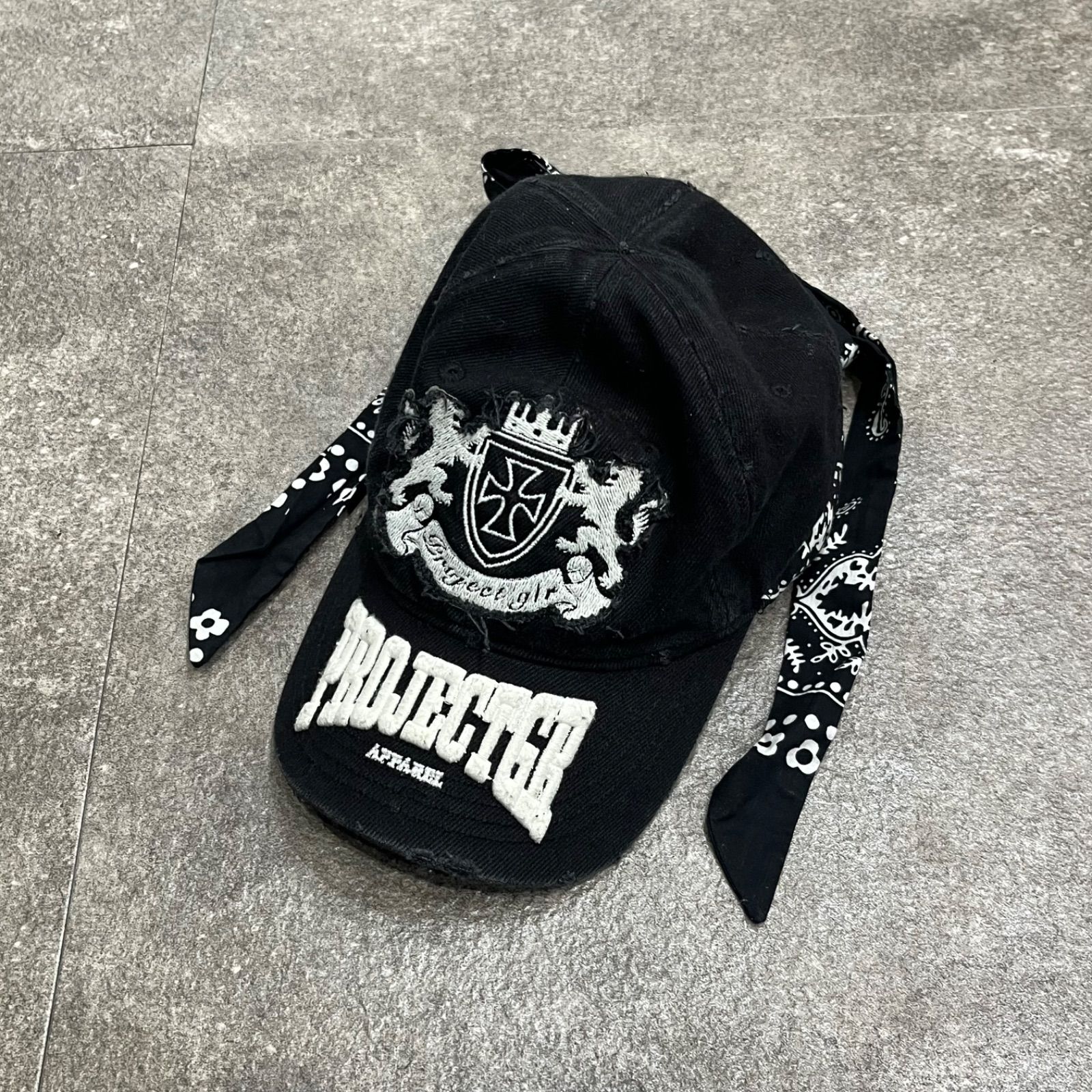 PROJECT G/R LAYERED BASEBALL CAP / BLK バンダナ 刺繍
