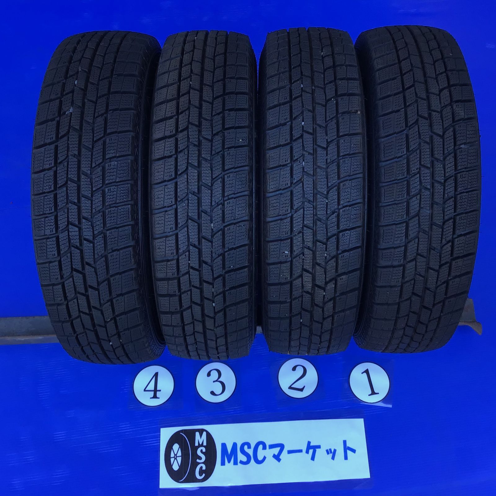 14インチ スタッドレスタイヤ･アルミホイール GY ｱｲｽﾅﾋﾞ 165 70R14 5H 4.5J 43 PCD100 4本